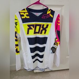 Fox Long Sleeve Motocross Jersey in White, Neon Yellow & Hot Pink